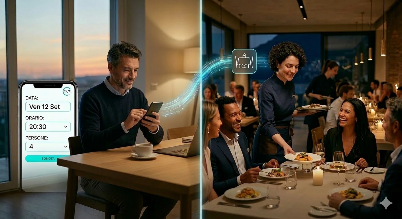 Il cliente prenota in 30 secondi. Tu non tocchi nulla.